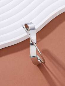 1 buah Gelang Logam Minimalis Garis Ganda, Hadiah Kenang-kenangan - Perak - View 4