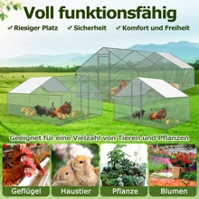 LILIIN Chicken Coop Free-Range Enclosure Chickens 3x2x2 M/ 3x4x2 M/ 3x6x2 M/ 3x8x2 M Chicken Enclosure Chicken House Roof Poultry House Galvanized Steel Frame With PE - 3x8x2m - Xem 5