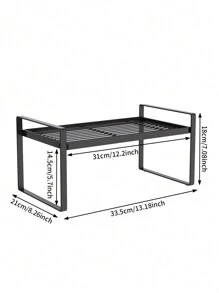 重型置物架，防滑橱柜收纳架，适用于厨房、浴室、食品储藏室和办公室，可调节多功能储物架，可存放香料、咖啡、书籍和办公用品，黑白两色可选，节省空间 - 黑色 - 查看 6