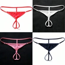 Sexy Unterwäsche, Slip mit Ausschnitt im Schritt, Herren Unterhose mit transparentem Schritt und niedriger Taille - leicht abzunehmen Sexy Dessous - Seidenunterwäsche