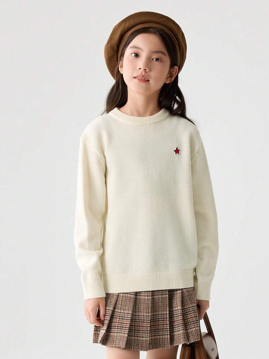 Balabala Boys' & Girls' Sweater Pullover For Fall/Winter 2024 Layering - Milky White - View 1