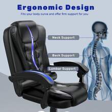Bigzzia Chaise de bureau ergonomique avec dossier haut et fonction d'inclinaison réglable
