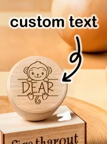 1 pieza Caja de recuerdos personalizada del primer diente del bebé, caja de dientes de bebé de madera, caja de anillos, estuche para pendientes, caja redonda, diseño personalizado con nombre y animal, regalo ideal, regalo del Día de la Madre, decoración personalizada, regalo para bebé, regalo para hombre, decoración personalizada única, regalo de cumpleaños, regalo de Navidad, vuelta al colegio, ideas de regalos de invierno para niño/niña, Día de San Valentín