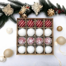 16pcs Luxury Christmas Tree Ornament Set - Handcrafted White Fabric & Wired Balls For Festive Holiday Decor Home Decor Christmas Decorations Room Decor Winter