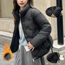 Nuovo Cappotto Imbottito Donna Semplice Con Colletto A Coda Di Rondine