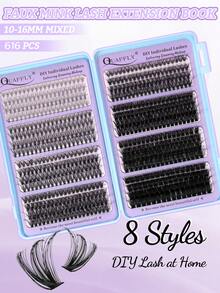 616PCS D Curl Fluffy Lash Wispy Mi Nối Dài 10-16MM Mi Tự Nhiên Cụm Mi Nối Dài DIY Mi Nối Dài - D - Xem 2