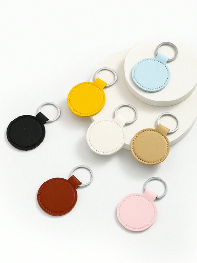 حلقة مفاتيح جلدية دائرية متعددة الألوان مصنوعة يدويًا، 1 قطعة حامل حلقة مفاتيح فارغة، قلادة حلقة مفاتيح جلدية ملونة، هدية إبداعية للأزواج والأصدقاء والصديقات والمناسبات والسيارات وملحقات الهواتف المحمولة وملحقات السيارات وتميمة الحقيبة والمدرسة والأسلوب الجوثي Y2K وحامل الهوية