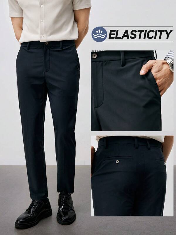 Pantaloni elasticizzati per pendolari, pantaloni casual elastici da uomo, neri, adatti a completi professionali, pantaloni da tailleur dritti per matrimoni, feste, lauree, Ognissanti, Natale, outfit per professionisti come avvocati, medici, insegnanti