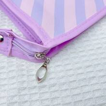 1pc Minimalist Striped Portable Travel Cosmetic Bag, Convenient Handheld Makeup Organizer, Elegant Skincare Storage Pouch - Multicolor - View 12