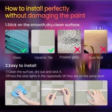 Tira de Iluminação Inteligente LED RGB, Sincronização de Música com Mudança de Cor e Controle por Aplicativo, Adequado para Quarto, Cozinha, TV, Casa, Parede, Festa, Decoração de Natal, Melhores Presentes