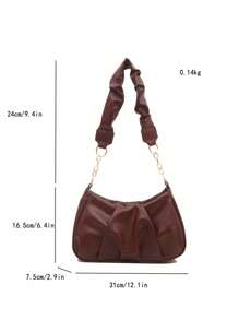 New Fashion Retro Commuting Black Simple Pleated Shoulder Cloud Bag - Brown - View 10