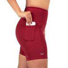 Shorts With Pocket For Running, Walking, Gym, Women's Compression - Burgundy - View 1
