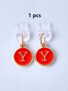1pc White Electroplated Dust Plug Pendant With 26 English Alphabet On Both Sides, Compatible With Type C