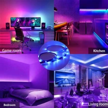 Tira de Iluminação Inteligente LED RGB, Sincronização de Música com Mudança de Cor e Controle por Aplicativo, Adequado para Quarto, Cozinha, TV, Casa, Parede, Festa, Decoração de Natal, Melhores Presentes