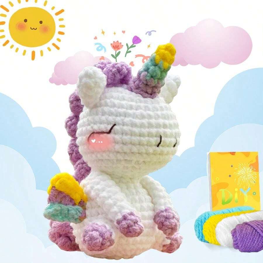 DIY Robot Unicorn Attack Crochet Kit For Beginners, Amigurumi Stuffed Animals - Gift Animal Crochet Starter Kit All-In-One Complete Crochet Kit Learn To Crochet Sets With Instructions And Step By Step Video Tutorials - White - View 1