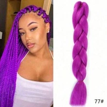 渐变色编织发 24 英寸 1 件/包 高温合成钩针编织彩虹发 灰黑色 女士用