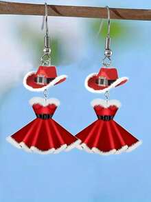 Aretes de acrílico con adornos de sombrero de Papá Noel y estrella para mujeres - Accesorios de joyería navideña para todas las ocasiones, sin plumas, Navidad - Multicolor - Ver 3