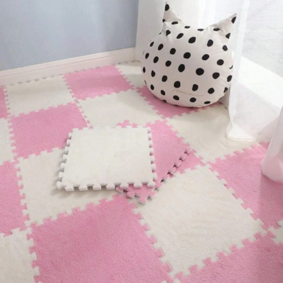 24 件装可修剪爬行垫，纯色坐垫，适用于窗台、阳台、客厅，柔软毛绒，防滑、防尘