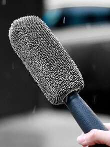 1 件装超细纤维长柄轮胎刷，详细洗车清洁工具，颜色随机 - 灰色 - 查看 3