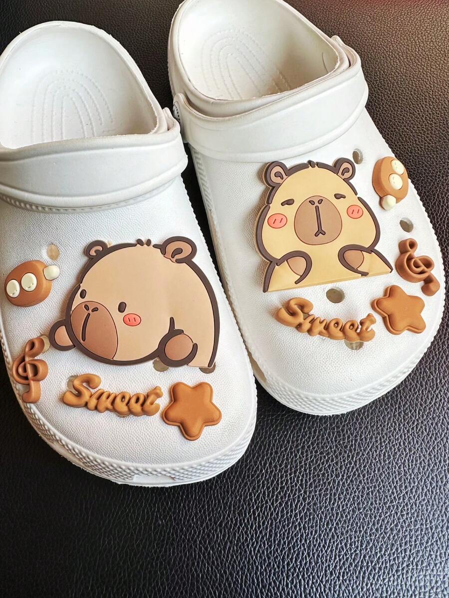 10pcs Cute Capybara (Guinea Pig) Shoe Charms For DIY Decoration - Multicolor - View 1