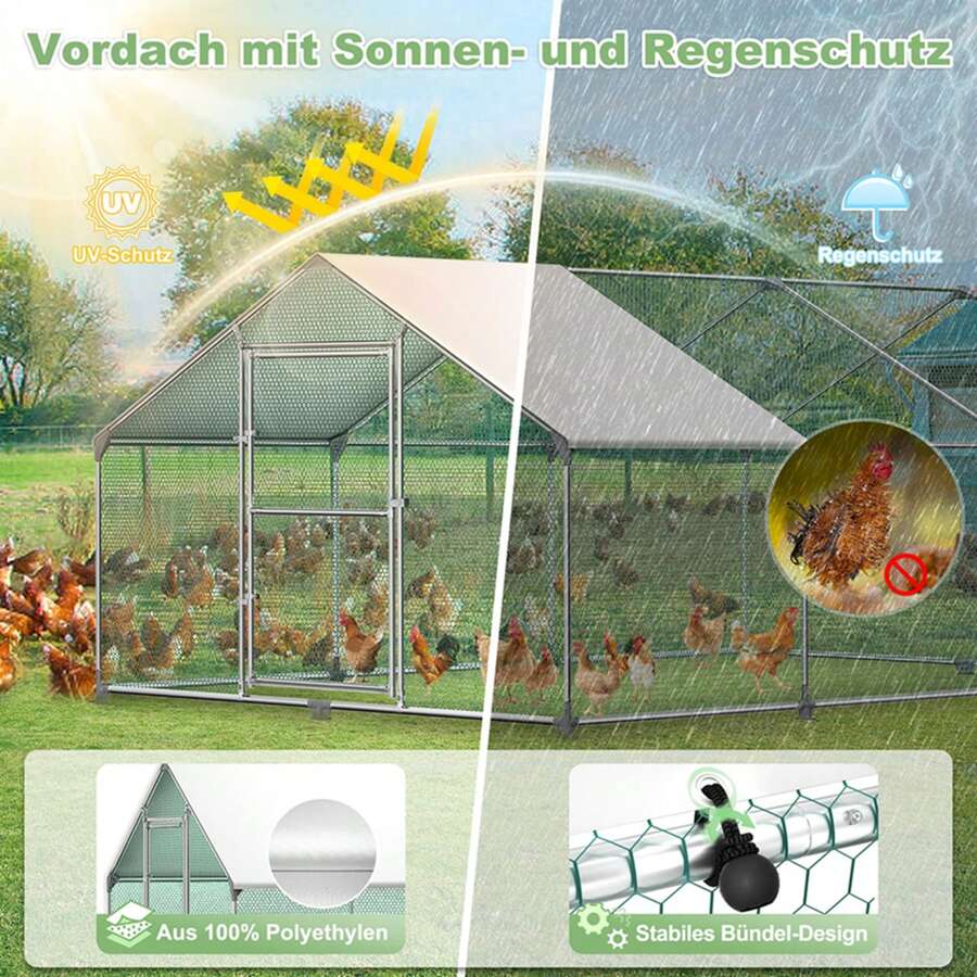 LILIIN Chicken Coop FreeRange Enclosure Chickens, Chicken Coop Chicken