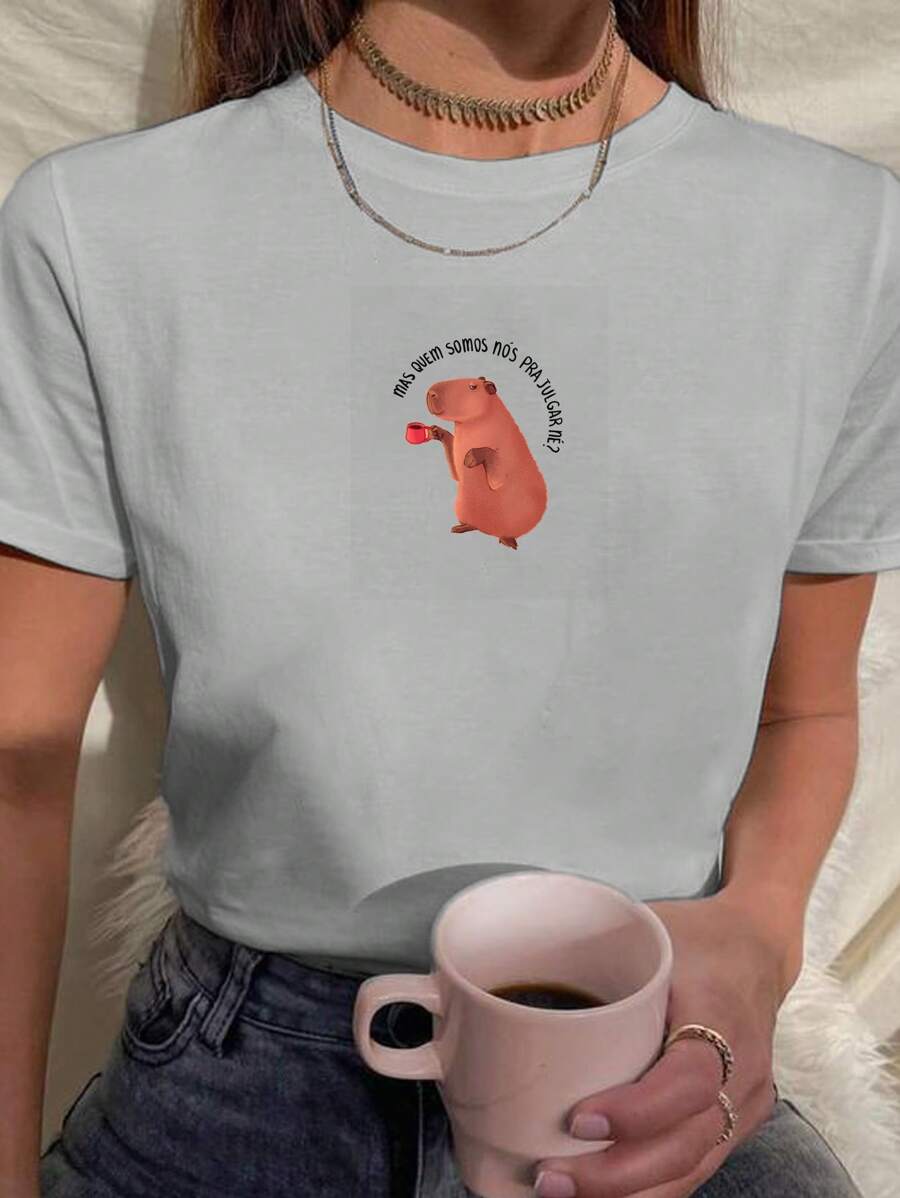 Camiseta Babylook Feminina Mas Quem Somo Nós Pra Julgar Frase Fofoqueira Tumblr Fofa Blogueira 100% Algodão Várias Cores - Cinza Claro - Visão 1