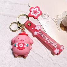 Sanrio Porte-clés figurine Kawaii Anime Fleurs de cerisier Sakura mignon pour fille. Accessoire pour Noël, voiture, sac à dos d'école, cadeau