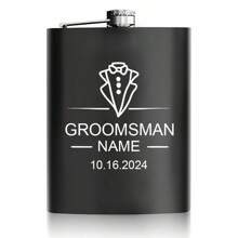 Personalized Stainless Steel Small Decanter Cup, 6 Oz, Engraved, Customized Name And Date, Perfect For Best Man, Bridesmaid, Wedding Favors, Engagement Favors, Party Gathering