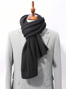 1pc Classic Unisex Plaid Scarf, All Seasons, Boyfriend Gift, Birthday Gift, Men Scarf, Warm Shawl, High-End Double-Sided, Korean Style, Ladies' Imitation Cashmere Colorful Scarf, Thick And Warm Casual - Black - View 1