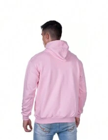 Men's Plain Kangaroo Hooded Sweatshirt Premium - Hồng - Xem 2