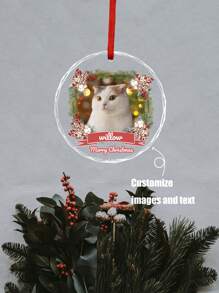 1 件亚克力个性化图片圣诞装饰，照片圣诞装饰自定义名称或任何文字，第一个圣诞装饰，宠物爱好者的礼物，在节日的时候也可以送给家人，给家人特别的惊喜，是送给家人朋友的独特礼物。 - 彩色 - 查看 1