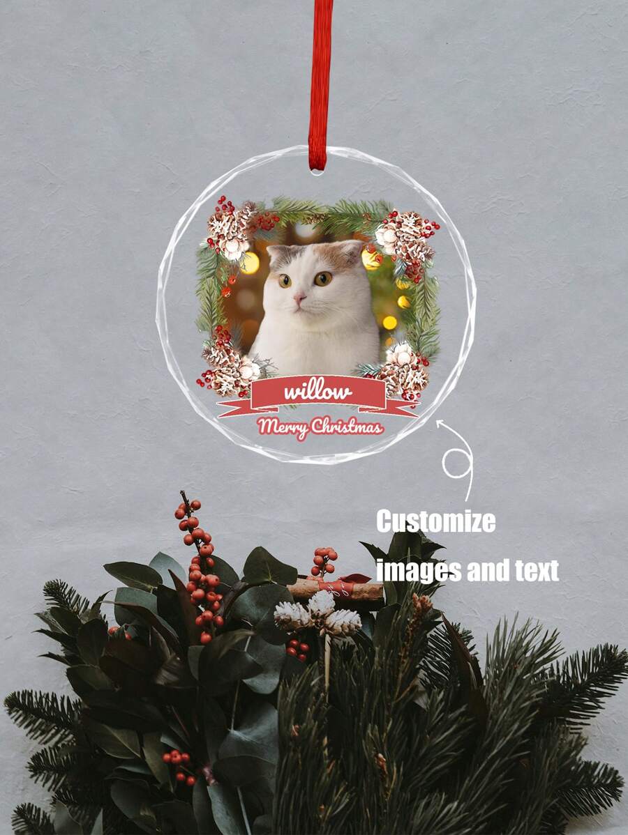 1 件亚克力个性化图片圣诞装饰，照片圣诞装饰自定义名称或任何文字，第一个圣诞装饰，宠物爱好者的礼物，在节日的时候也可以送给家人，给家人特别的惊喜，是送给家人朋友的独特礼物。 - 彩色 - 查看 1