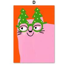 墙壁艺术帆布画圣诞快乐树礼物圣诞猫北欧海报和印刷品墙壁画适用于客厅家居装饰 - 彩色 - 查看 31