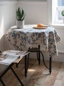 Tokoto 1 件多色花卉印花桌布，波西米亚风格现代桌布，适用于餐厅、厨房、卧室、酒店、沙发控制台桌，适合节日、派对、所有季节 - 彩色 - 查看 5