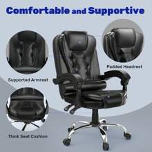 Bigzzia Chaise de bureau ergonomique avec dossier haut et fonction d'inclinaison réglable