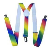 1pc Classic Solid Color 2.5cm Wide Y-Back Suspender Strap With Anti-Slip Adjustable Elastic Band & 3 Clips, For Men & Women's Wedding, Festivals, Cosplay, Street Dancing, Stage Performance, Parties, Halloween, Christmas, Magic Show, Graduation