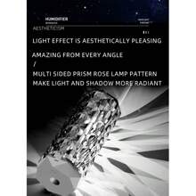 1pc水晶加湿器家用卧室七彩氛围灯办公室桌面便携式车载喷雾流行灯照片玫瑰氛围灯卧室简约水晶创意玫瑰加湿器 - 彩色 - 查看 7