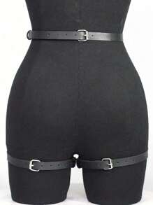 1件装女士哥特式性感身体链腰带腿部束缚带，适合万圣节派对或日常穿搭搭配 - 黑色 - 查看 4