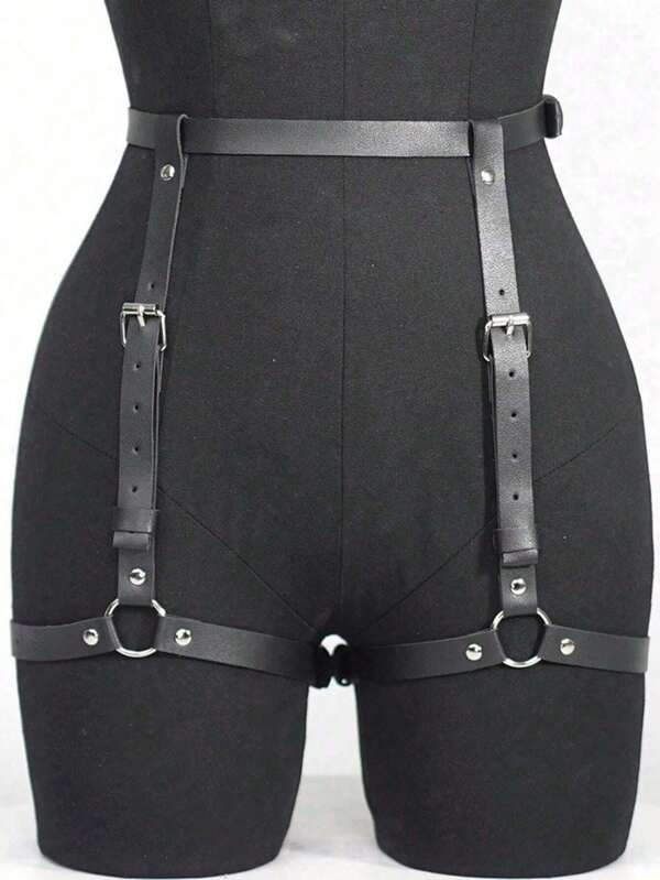 1 pièce Chaîne de corps gothique sombre et sexy pour femme, ceinture de taille, ensemble de harnais de jambe, convient pour les tenues de fête et de club