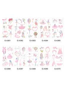 Hình dán xăm tạm thời cho trẻ em, Hình xăm giả lấp lánh cho bé trai bé gái, Quà tặng sinh nhật, Tiệc tùng, Hoạt động nhóm, Lễ hội, Không thấm nước Hình bướm, Tiên, Chữ cái, Động vật, 10 tờ, Bộ hình xăm tạm thời 10 tờ cho trẻ em, Hình dán xăm giả dễ thương không thấm nước, Quà tặng tiệc sinh nhật (Khủng long & Động vật biển & Xe cộ) - Hồng - Xem 5