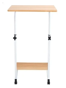 Mobile Over Bed Chair Table Hospital Overbed Height Adjustable Laptop Tray Stand - white and wood colour - View 4