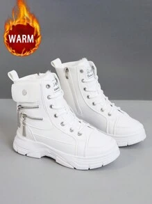 35-42 Plus Size Women's Winter Thermal Lined Ankle Boots - Fashionable, Casual, Elevated, Outdoor Sports Style