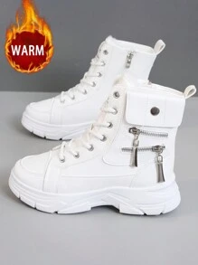 35-42 Plus Size Women's Winter Thermal Lined Ankle Boots - Fashionable, Casual, Elevated, Outdoor Sports Style