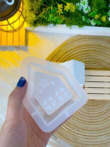 1 件星形房屋硅胶模具，DIY 手工创意礼物小房子香薰石石膏模具，家居装饰五角星小房子烛台树脂模具 - 白色 - 查看 4