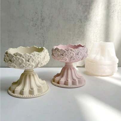 DIY 水晶环氧树脂莲花烛台镜子硅胶模具