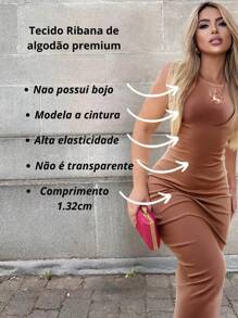 Women's Long Midi Ribbed Dress With Side Slit Everyday Casual Basic Luxury Modern - 查看 2