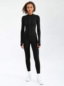 MASKERT Women's Tight Fitting Tops, Long Sleeved Jackets, Sun Protection Clothes, Yoga Clothes, Running Sports Tops, Comfortable And Skin Friendly - Black - View 7