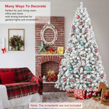 7FT Premium Snow Flocked Christmas Tree With Pine Cones, 1022 Tips, Sturdy Foldable Metal Stand, Easy Assembly – Ideal For Home And Party Decorations - White - View 1