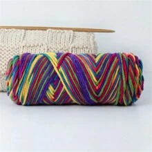 1pc Vibrant Multicolor Acrylic Yarn Bundle - Soft, Medium Thick 2.5mm 8-Ply Variegated & Solid Colors For DIY Knitting & Crochet Projects -Perfect For Creating Cozy Sweaters, Scarves, Hats, Super Soft Textured Yarn For Sweaters