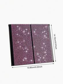 1pc Car Makeup Mirror, Shiny Rhinestone Decoration, Foldable Ultra-Thin Makeup Mirror, Sun Visor Decoration, Fashion Models Car Makeup Mirror, The Best Gift For Girls